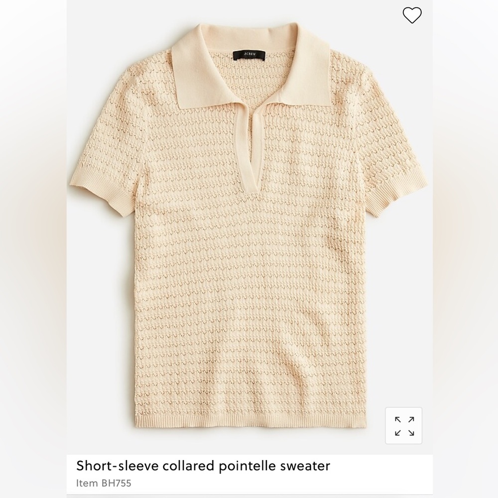 Like new. J. Crew short-sleeved collared pointelle sweater. Size L.